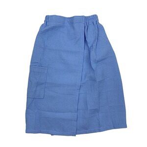 Chakr‎ Linen Women Medium Blue Waffle Wrap Skirt Loungewear Cottagecore